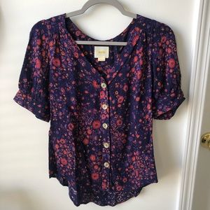 Anthropologie Maeve floral blouse